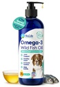 Ulei de pește lichid pentru câini cu Omega 3, 6 & 9 Acidi grași, Wild Caught din Islanda, Piele și Coat Supliment pentru vărsare, Piele Mâncărime, Alergii, Creier și Heart Health, bogat în EPA + DHA - 16 oz