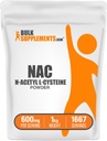 BulkSupplements.com NAC pulbere - N-Acetyl Cysteine 600mg, NAC Supliment - Suport antioxidant, Gluten gratuit - 600 mg pe servire, 1667 Serviri, 1kg (2,2 lbs) (Pachet de 1)