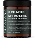 Erbology Organic Spirulina Powder 3.2 oz - 45 Servings - Sustenabil Soursed in Portugal - Energy and Imunity Support - Rich in Clorofill, B Vitamine, Fier si Fosfor - Vegan - OMG-free