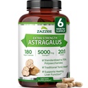 Zazzee Extra Force Astragalus Root 20:1 Extract, 5000 mg Putere, 70% Polizaharide, 180 capsule Vegan, 6 luni de aprovizionare, 100% Vegetarian, Standardizat și concentrat 20X Extract, Non-GMO