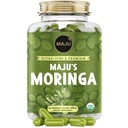 Super-alimente Maju Capsule organice Moringa, Oleifera Leaf, frunze de Moringa de calitate superioară, frunze uscate de copac Drumstick, capsule de extract de praf de Moringa organice din plante (90 ct)