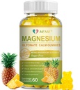 Magneziu Glycinate Gumries 400mg, Sugar Free Magneziu Taurat, Malate Supliment cu vitamina D, B6, CoQ10 pentru relaxare, Stres Relief, Muscle, Bone & Sleep Support- 60 de gume de ananas