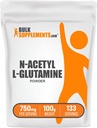 BulkSupplements.com N-Acetyl L-Glutamine Powder - Glutamina Supliment, L Glutamina pulbere, Gut Health & Recovery - Gluten Free, 750mg per Serving, 100g (3.5 oz) (Pachet de 1)