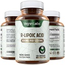 Vegan Labs Acid R-Lipoic 300MG, 120 capsule Vegan- suporta energie celulara si protectie antioxidanta- Gluten gratuit, non-GMO, stabilizat R-ALA Supliment - 4 luni de aprovizionare