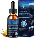 4 Pachet) 10 în 1 Supliment de zinc de calciu magneziu, Magneziu Glycinate Complex picături lichide cu vitamina D3 K2 B6, Vegan Citrat de calciu Bone & Immune Health Support, Somn & Crampe, Boron, 1 Fl Oz