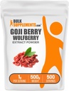 BulkSupplements.com Wolfberry Extract de pulbere -Goji Berries Supplement, Fruit Powder - Vegan & Gluten Free, 1g per Serving, 500g (1.1 lbs) (Pachet de 1)