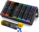 Organizator de pastile săptămânale de 1 ori pe zi (negru) și organizator de pastile săptămânale de 2 ori pe zi (translucid-negru)