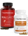 Ciuperci reale RealClarity (60ct) și Cordyceps (120ct) Capsule Bundle - Supliment ciuperci pentru Claritatea mentala, Focus, Energie & Vitalitate - Vegan, Non-GMO, Niveluri verificate de Beta-Glucani