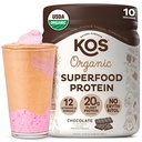 KOS Vegan Pulbere de proteine, Ciocolata USDA Organic - Low Carb Proteina Blend, plante pe bază de Superfood cu vitamine si minerale - Keto, Soy, Gluten gratuit - Mese de schimb pentru femei si barbati - 10 Serviri