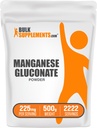 BulkSupplements.com Mangan Gluconat Pulbere - Suplimentul de mangan, Essential Trace Mineral - Absorbtie mare & Gluten gratuit, 225 mg per Serving, 500g (1.1 lbs) (Pachet de 1)
