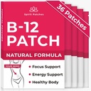 B12 Patch-uri (Pachet de 36) - 100% petice de vitamina naturala pentru femei, energie, focus & suport corp, auto-adeziva petice transparente - Formula îmbunătățită