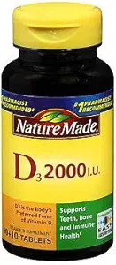 Natural Made Vitamina D3 2000 UI Comprimate 100 ea (Pachet de 2)