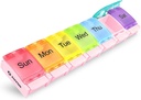 Auvon Săptămânal Pill Organizator Artrită Friendly, BPA gratuit de călătorie 7 zile cutie de pastile cu design deschis de primăvară și Compartimentare mare pentru a deține vitamine, Cod ulei de ficat, Suplimente și medicamente