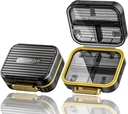 Caz Pilula de călătorie, cutie de pastile mici pentru Pursa, Acedada Portable Daily Pill Container, Compact rezistent la umiditate 7 Compartimente Organizator de pastile, Stilish Medicine Holder for Vitamins Fish Oils, Black