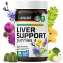 BIO KRAUTTER supliment de ficat Gummies - 60 Vegan Chews w/Milk Thistle, Dandelion Root for Liver Cleanse & Detoxifiere - 80% Silymarin