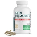 Bronson Iron Bisglicinat 25 mg Blând pe stomac, susţine producerea de energie şi sănătos celule roşii din sânge - Formula non-consceptantă - non- OMG, 90 capsule vegetariene