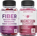 Atlantis Nutriţie Zahăr Prebiotic Gratuit Gume de fibre pentru adulţi 2-Pachet (120 Gume) + Gume de magneziu - 770 MG Citrat de magneziu 60 Gume