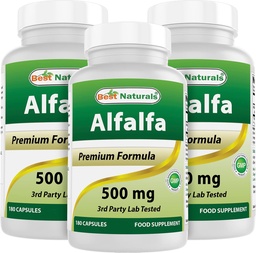 Cele mai bune Naturale Alfalfa Green Super Food 500 mg 180 capsule (180 Count (Pachet de 3)