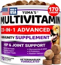 Câine Multivitamine Chewable cu Glucosamină - Vitamine și suplimente de câine - 170 Tratamente - Senior & catelus Multivitamine pentru câini - Hip & Suport comun - Sănătate imună, Piele, Inimă, Digestie, Probiotice