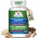 Cancer Sciences Organic Mushroom Supplement Capsule - 1500 mg Non-GMO Wellness Mushroom Complex 40% Beta-Glucans - Turkey Tail, Reishi, Cordyceps, Chaga Extract pentru Brain & Immune Support 120 capsule