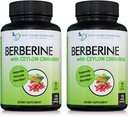 Berberină cu scorțișoară Ceylon - 1200 mg Berberine & 100 mg Scorțișoară organică de ceylon - 120 Capsule vegetale, Sistem imunitar sănătos Inimă cardiovasculară și wellness gastro-intestinal (Pachetul de 2)