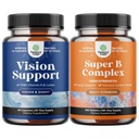Bundle of Complete Eye Health Supplement for Adults for Vision Dry Eyes Pressure and Blue Light Protection and Vitamin B Complex Adult Multivitamine for Immune Support Mood Boost and Memory Supplement