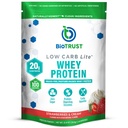 BioTrust Low Carb Lite, 20 Grams of Grass-Fed Proteine Whey Izolate, 100 Calories, ProHydrolase Enzime digestive, Non-GMO, Free from Soy and Gluten, rBGH-Free (14 Servings) (Strawberries and Cream)