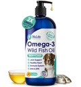 Ulei de pește lichid pentru câini cu Omega 3, 6 & 9 Acidi grași, Wild Caught din Islanda, Skin and Coat Supplement for Shedding, Itchy Skin, Alergies, Brain and Heart Health, Rich in EPA + DHA - 32 oz