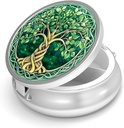 Cutie de pastile-3 Compartiment de mici pastile pentru Purse & Pocket Mini Metal Pilula Holder Travel Pilula Container pentru a deține suplimente Vitamine BPA-Free (tree of Life)