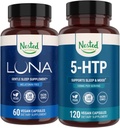 Naturals Nested Luna Melatonin-gratuit de somn Supliment (60 capsule Vegan) & 5-HTP 100mg (120 capsule Vegan) pentru o mai bună somn, relaxare și stare de spirit