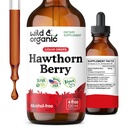 Salbatice si organice Hawthorn Berry Tincture 600 mg - Liquid Hawthorne Berry Supliment pentru suport global - picaturi de extract de fructe Vegan, zahar si alcool - 4 fl oz