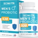 Probiotice pentru bărbați, 530 miliarde CFU & 12 tulpini, Probiotic cu Cranberry Turmeric & Goji, Gut Health for Men, Suporturi Digestive Health, Microbiome, Colon, & Immune Health, 30-Day Supply