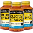 MASON NATURAL Citrat de calciu Plus vitamina D3, 6 luni de aprovizionare, consolidează funcția musculară și sănătatea osoasă, 3 ambalaj