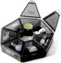 Deke Home - Small Weekly Pill Organizator, Round Pill Dispenser pentru Travel, Mini Pill Organizator, Compact Medicine Holder, Pill Sorters 7 zile, Portable Vitamina Container, BPA gratuit (grad alimentar)
