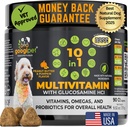 Googipet Premium 10 din 1 Vitamine de câine Multivitamine masticabile cu Probiotice pentru Sănătatea Gutului, Vitamine de câine și Suplimente C/Vitamina C și Glucosamină pentru Suport Comun (Aroma Untului de Peanut și Dovleac)