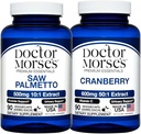 Saw Palmetto Dr Morse 5000mg & Cranberry 30000mg Bundle - Prostate Health, Suport Tract urinar, și Wellness generală pentru bărbați și femei, FDA-Registrate, NSF-Certificat 90 capsule