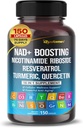 NAD+ Boosting Trans-Resveratrol Turmeric Quercetin Rosemary Bilberry Sage Green Tea Oregano Nettle Milk Thistle Black Pepper -150 Capsule - Made in USA