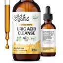 Acid uric sălbatic & organic Drops Cleanse - Tart Cherry, Turmeric, Chanca Piedra Stone Breaker Complex pentru Curățarea Rinichilor - Suplimentul de sprijin pentru acidul uric - Vegan, Sugar & Alcool - 2 oz