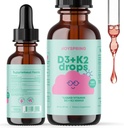 JoySpring Liquid Vitamina D3 cu K2 Vitamina D pentru copii - Suport imun pentru copii, Multivitamine zilnice cu Brodock Root & Elderberry pentru copii Booster imunitar și natural copii focus suplimente picături