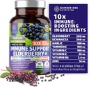 Premium 10 in 1 Supliment de suport imun [10 Ingrediente potente] cu Elderberry, Vitamina C, Echinacea, Zinc si Probiotic pentru Suport Imun, Sanatate si Digestie mai buna, 60 Capace Veg