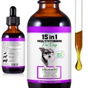 15 din 1 câini picături de multivitamine pentru câini - vitamine și suplimente de câine naturale caine Multivitamine și minerale - Glucosamină, MSM pentru piele și haină, Heart Health, Oase, comun, suport sistem imunitar