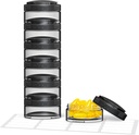 PULIV Stackable Weekly Pill Organizator pentru utilizare flexibilă, cutie mare de pastile de călătorie Caz 7 zile cu deschideri largi pentru ușor de recuperare & umplere, BPA-gratuit, 20 autocolante, Holds Vitamine, Suplimente, Uleiuri de pește