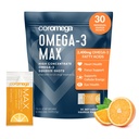 Coromega MAX 2400mg Ulei de pește Omega-3 + Vitamina D Pachete de stors, Wild-Caught, fără gust de pește - 3X Absorbție mai bună decât Softgels, susține creierul și sănătatea inimii (30 Servings, Citrus Burst)