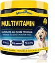 Dog Vitamine, Dog Multivitamine Pulbere, cu Probiotice, Glucosamină, Omega 3, Suport Gut, Joint & Mobilitate, Mâncărime Piele & Coat, Minerale & Antioxidant pentru Immune Health, Daily Essential Dog Suplimente
