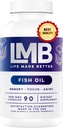 Wild Caught Omega 3 ulei de pește 3000mg - Triple Putere Burpless DHA 900mg + EPA 1200mg Non-GMO - enteric acoperite cu nici un gust - LMB (90 Geluri moi)