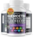 Quercetin Bromelain Zinc Vitamina D3 Elderberry Turmeric Rosemary Bilberry Sage Odorless Usturoi Ceai Verde Lapte Thistle Oregano -150 Capsule - Made in USA