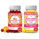 Lunakai Vitamina B12 și Colagen Gummies Bundle - 3000 mcg Metilcobalamină de înaltă absorbție Gume - Suplimente anti-GMO pentru bărbați și femei - 30 zile de aprovizionare