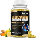 Glucosamină Chondroitin Gummies - 60 Suplimente de sprijin comun - 1500 mg Putere suplimentară cu MSM, Elderberry, Turmeric - Cartilage & Immune Support pentru adulți, Bărbați și femei Vegan - Ușor de înghițit