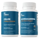 Dr. Tobias Colon 14 Day Cleanse și capsule Ashwagandha, Colon Cleanse Detoxifiere și calmant Adaptogen, susține energie și sănătate imună, non-GMO