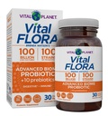 Vital Planet - Vital Flora avansat Biome Probiotic 100 Miliarde CFU, 100 Diverse Strains, 10 Prebiotice organice, Suport Immune, Colon și Digestive Sănătate Probiotice pentru femei și bărbați 30 Capsule